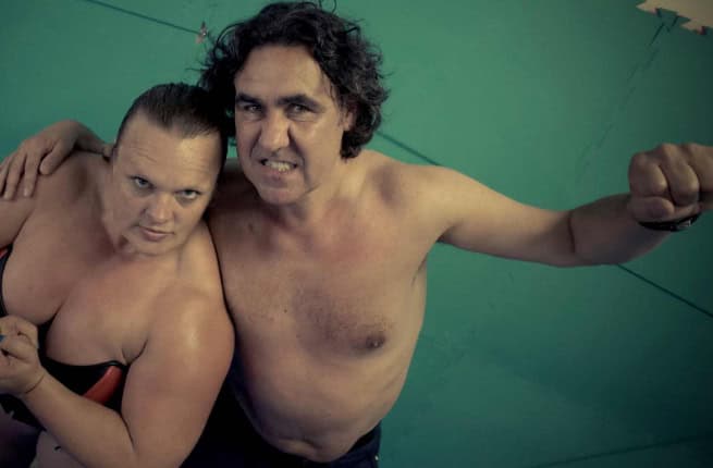 Male and female wrestler