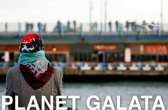 Woman in front of Galata bridge