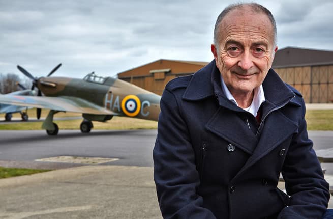 Tony Robinson with WWII plane