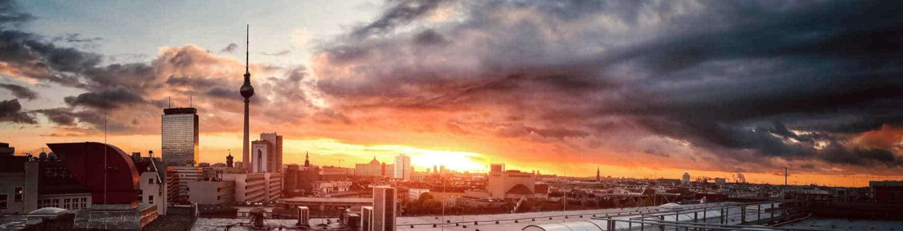 Skyline of Berlin with sunset