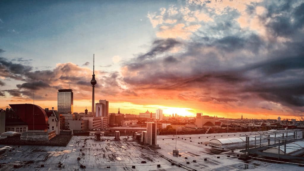 Skyline of Berlin with sunset