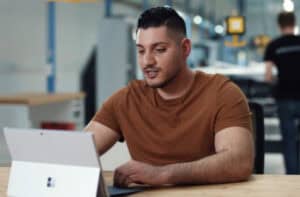 employee at laptop